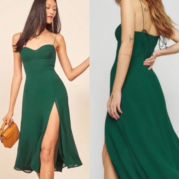 emerald green midi wrap dress Emerald Green Midi Dress main image 1